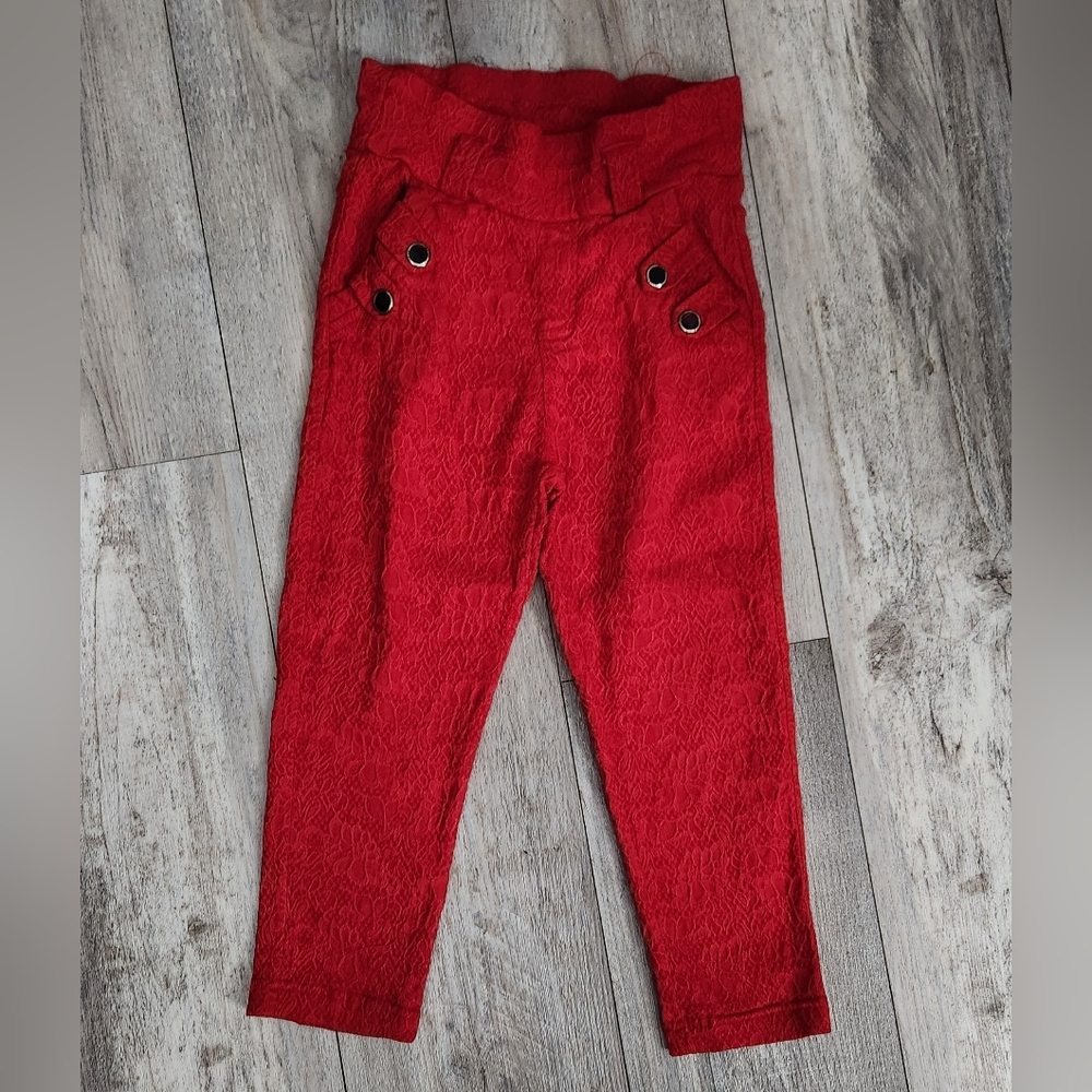 HELIX Little Girl's Red Floral Stretchy Pants